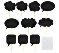 QFEHTHSK 10 Piezas De Cartón Negro En Blanco Equipado con Pinchos De Madera Y Pegatinas Adhesivas, Divertidos Accesorios para Fotos, Producción Creativa De Bricolaje, Decoraciones para Fiestas