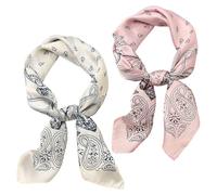 QFEHTHSK 2 Piezas Bufanda De Seda Para Mujer, Bufanda Cuadrada Estampada, Rosa