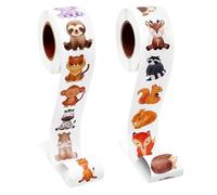 QFEHTHSK 2 Rollos De Pegatinas De La Serie De Animales, Pegatinas De Juguetes, Pegatinas Autoadhesivas, Pegatinas Decorativas para Cajas De Regalo, Pegatinas Creativas De Animales