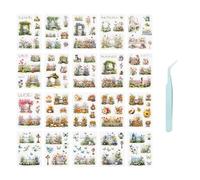 QFEHTHSK 20 Pegatinas Retro Y 1 Pieza De Pinzas, Pegatinas De Plantas Y Flores, Bonitas Pegatinas De Jardín, Pegatinas Decorativas para Decorar Álbumes De Recortes, Agendas, Cuadernos, Etc.