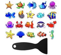 QFEHTHSK 20 Piezas De Pegatinas Antideslizantes De Bañera De Dibujos Animados para Niños Y 1 Pieza Rascador Negro, Pegatinas Antideslizantes para Piso, Pegatinas De Animales De Dibujos Animados