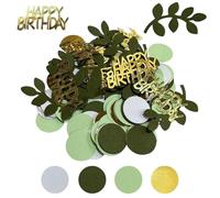 QFEHTHSK 200 Confeti De Feliz Cumpleaños, Confeti con Purpurina, Confeti para Decoración De Mesa, Confeti De Hoja Verde, Adecuado para Fiestas De Cumpleaños, Fiestas Temáticas