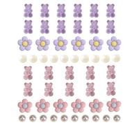 QFEHTHSK 54 Piezas Lindas Decoraciones De Zapatos, Hebillas De Zapatos De Perlas Tridimensionales, Decoraciones De Zapatos De Oso De Resina, Flores Decorativas De Zapatos De Bricolaje