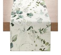 QFEHTHSK Camino De Mesa con Estampado De Plantas Verdes, Decoración De Mesa, Decoración del Hogar, Mantel De Lino, Accesorios De Mesa, 1 Unidad