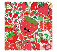 QFEHTHSK Paquete de 100 pegatinas de fresas, Lindas pegatinas de graffiti, Pegatinas creativas de frutas, Impermeables, Decora equipaje, cuadernos, botellas de agua, etc.