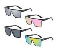 QFEHTHSK Paquete De 4 Gafas De Sol Con Montura Cuadrada, Gafas De Sol De Moda, Accesorios De Ropa, Gafas De Sol Con Protección Solar, Accesorios Para Exteriores, Gafas De Sol Para Mujer