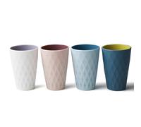 QFEHTHSK Paquete De 4 Vasos para Cepillos De Dientes con Textura De Diamante, Vasos Simples para Cepillos De Dientes, Vasos De Plástico Anticaída para Cepillos De Dientes