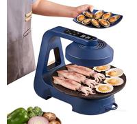 QFGain Horno EléCtrico Sin Humo De 1390 W con Pantalla TáCtil LCD Y Temporizador, Bandeja Giratoria AutomáTica De 360°, Temperatura Ajustable con 11 Velocidades, Placa ExtraíBle. Ideal para Fiestas