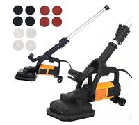 QFGain Lijadora de Paneles de Yeso 4 en 1 de 9 Pulgadas para Eliminar Óxido, Lijar, Renovar y Pulir. Mango Telescópico Desmontable de 1.5 a 2 Metros, Cabezal de 90°. Incluye Aspiradora