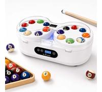 QFGain Limpiador AutomáTico Profesional de Bolas de Billar: Doble Motor, Control TáCtil LCD, Revestimiento de Fieltro de Lana y Doble Fusible white-22hole