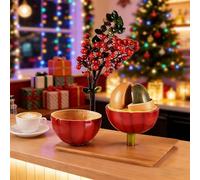 QFGain Set De Planta De Café Artificial - Cafetero Artificial De Resina Desmontable + Base De Bambú Y Madera, ExhibicióN para Bar, Manualidades Decorativas De Mesa Y Material DidáCtico