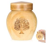 QFGasre Urnas pequeñas para cenizas humanas de recuerdo, mini urnas para cenizas hechas de bambú con patrón de árbol de la vida para humanos o cenizas de mascotas para contener cenizas de hasta 6.1