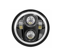 QFJFBGGH Faros Delanteros Moto Proyector Faro LED 5.75 Pulgadas Con Anillo Halo H4 Motocicleta Intermitentes DRL 5 3/4" Para Sportster Para Dyna Para Iron 883 Para Triumph Faro LED Motocicleta(Negro)