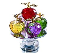 QFkris 5.1 Pulgadas de Altura, Adorno de Manzanas facetadas de Cristal de 5 Colores, Figuras coleccionables de Manzana de Cristal con Base giratoria para decoración de Mesa del hogar