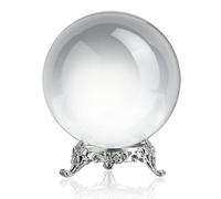 QFkris Bola de Cristal Transparente de 80 mm con Soporte para adivinación de adivinación, Esfera de Cristal para Magia, Bola Decorativa de 3.1 Pulgadas para fotografía de Lentes, Feng Shui