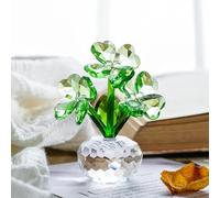 QFkris Figura coleccionable de trébol de cuatro hojas de Crystal Flower Dreams para regalo del día de San Patricio, adorno de cristal de 3.7 pulgadas, regalo para el día de la madre, Acción de Gracias
