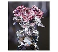 QFkris Figura Decorativa de Cristal Rosa con Ramo de Rosas para el Día de la Madre