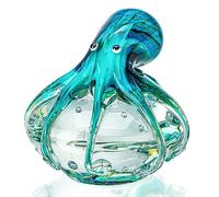 QFkris QF - Figura de Pulpo de Vidrio soplado Hecha a Mano, Regalo para Navidad, cumpleaños, decoración del hogar, Peso de Papel Azul y Verde