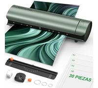 Qfun Plastificadora A3 con 30 Fundas Plastificar para A3 A4 A5 A6, 9 in 1 Calentamiento Rápido Laminadora, Frío y Caliente Maquina Plastificadora con Guillotina para Escolar Oficina Hogarar Foto