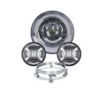 QGBKLZNZHP Faros Para Niebla Moto Para Electra Glide FatBoy Proyector De 7" Faro Para Moto Soporte Luces Antiniebla Paso 4 1/2 Luz Led Para Motocicleta(Silver 1SET)