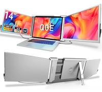 QGE Extensor de pantalla para laptop, monitor triple FHD 1080P de 14 pulgadas para extensión de laptop, rotación de 315°, pantalla de monitor dual portátil para portátiles de 13 a 16.5 pulgadas tipo