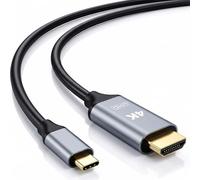 QGECEN Cable USB C a HDMI 2m, 4K@30Hz, Compatible con Thunderbolt 3/4/5 | Adaptador Type C a HDMI, carcasa aluminio, chapado oro; MacBook Pro M5/M4/M3, iPhone 17/16/15, Galaxy S26/S25/S24, Steam Deck