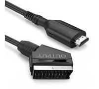 QGECEN Convertidor HDMI a SCART, Cable 1 m USB para TV PAL/NTSC | Entrada HDMI 1080P a Salida SCART, Compatible con Apple TV, PS4, Xbox, Nintendo Switch, TV Box, PC, Blu-ray/DVD