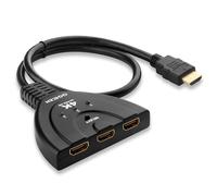 QGECEN Switch HDMI 3 Entradas a 1 Salida, Conmutador HDMI para TV Box Chromecast Roku DVR Xbox, Soporta 4K, Full HD 1080p