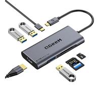 QGeeM Hub USB C, 7 en 1 Adaptador Tipo C, USB C Hub a HDMI 4k, 3 Puertos USB 3.0, Suministro de Energía de 100 W, Lectores de Tarjetas SD/TF Compatibles con MacBook Pro 13/15 (Thunderbolt 3)