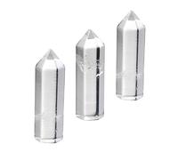 QGEM 3 piezas de 10 x 35 mm minerales, piedra natural de cuarzo de cristal de roca blanco claro, prisma pulida, forma puntual, Hexagone pr energía terática, colección