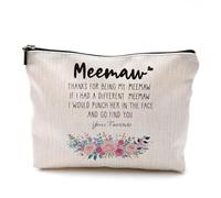 QGFM Meemaw Gifts - Bolsa de cosméticos de maquillaje para el Día de la Madre, regalos Memaw para abuela de nietos, regalos de cumpleaños Memaw, regalos de mejor abuela, bolsa de maquillaje pequeña