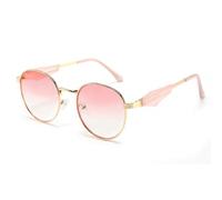 QGGNMGT Gafas de sol clásicas de estilo vintage para hombre y mujer, con montura metálica redonda, UV400, de calidad, para tiempo libre (2667-C7)