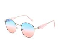 QGGNMGT Gafas de sol clásicas de estilo vintage para hombre y mujer, con montura metálica redonda, UV400, de calidad, para tiempo libre (2667-C6)