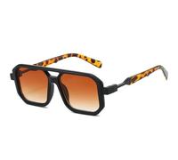 QGGNMGT Gafas de sol clásicas vintage con doble puente para mujer, unisex, con protección UV400 (con degradado de leopardo).