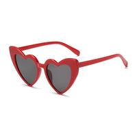 QGGNMGT Gafas de sol con bisagra de metal para mujer, populares gafas de sol estilo ojo de gato, colores pastel, UV400 (rojo y negro)