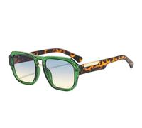 QGGNMGT Gafas de sol con doble puente para mujer, modernas, con degradado, UV400, para hombre, en verde, naranja (verde, verde y amarillo).