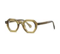 QGGNMGT Gafas de sol con montura pequeña de polígono para mujer, estilo retro, con remaches y bisagra de resorte para hombre (verde oliva)