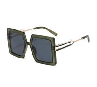 QGGNMGT Gafas de sol de gran tamaño a la moda para hombre, con degradado, UV400, estilo retro, color naranja champán (gris verdoso).