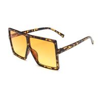 QGGNMGT Gafas de sol de gran tamaño para mujer, gafas de sol de moda para mujer, gafas grandes UV400 (amarillo leopardo)