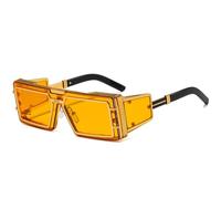 QGGNMGT Gafas de sol de metal para mujer, de lujo, a la moda, unisex, con protección UV400 (naranja y amarillo)