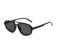 QGGNMGT Gafas de sol de moda con doble puente y diseño de ojo de gato para mujer, estilo retro con degradado de leopardo, UV400, tendencia para hombre (negro y gris)