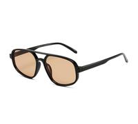 QGGNMGT Gafas de sol de moda con doble puente y diseño de ojo de gato para mujer, estilo retro con degradado de leopardo, UV400, tendencia para hombre (negro té claro)