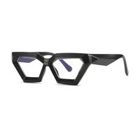 QGGNMGT Gafas de sol de moda con forma de ojo de gato y polígono para mujer, con bisagra de resorte y marco de leopardo transparente para hombre (negro)