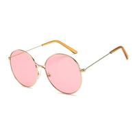 QGGNMGT Gafas de sol de moda con montura redonda de metal para mujer, de lujo, estilo punk, para conducir, viajar, con protección UV400 (dorado y rosa).