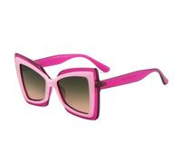 QGGNMGT Gafas de sol de moda de gran tamaño con forma de ojo de gato, de doble color, para mujer, con lentes degradados retro, UV400, tendencia para hombre (morado, verde y rosa).