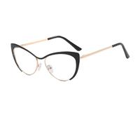 QGGNMGT Gafas de sol de moda para mujer, con montura de ojo de gato y bisagra de resorte, de metal degradado, UV400 (negro transparente).