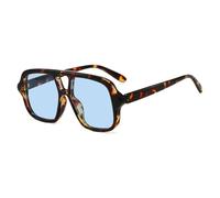 QGGNMGT Gafas de sol de moda populares con doble puente para mujer, estilo vintage retro, con lentes amarillas, UV400, para hombre (3968-C2)