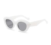 QGGNMGT Gafas de sol estilo ojo de gato de gran tamaño para mujer, estilo retro con estampado de leopardo, con protección UV400, ovaladas y de tendencia para hombre (blanco y gris gelatina).