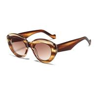 QGGNMGT Gafas de sol estilo ojo de gato de gran tamaño para mujer, estilo retro, con estampado de leopardo, UV400, ovaladas y de tendencia para hombre (marrón a rayas).