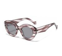 QGGNMGT Gafas de sol estilo ojo de gato de gran tamaño para mujer, estilo retro, con estampado de leopardo, UV400, ovaladas y de tendencia para hombre (gris con rayas grises).